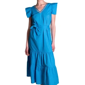 Abito lungo di cotone con logo allo scollo CLO'