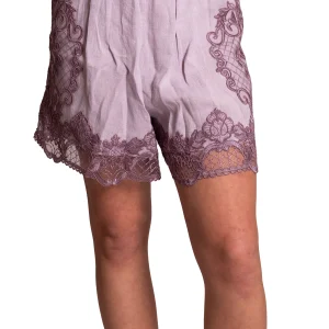 Shorts misto lino con inserti di pizzo MAURIZIO