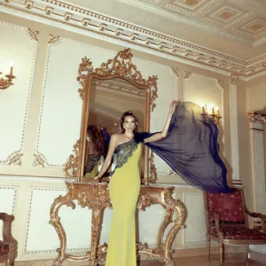 Abito lungo in cady con inserto macramè NICOLA D'ERRICO