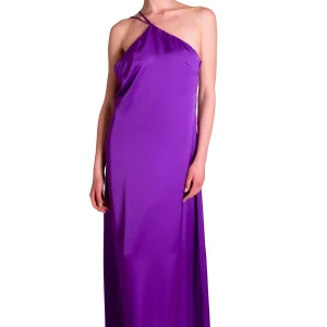 Abito lungo in raso con scollo asimmetrico MADDALENA DI LORENZO