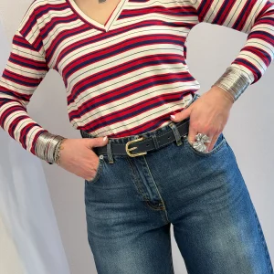 Maglia scollo a V rossa/blu Susy Mix