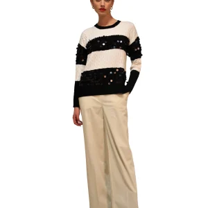 Maglia a trecce con inserti payettes LAFTY LIE