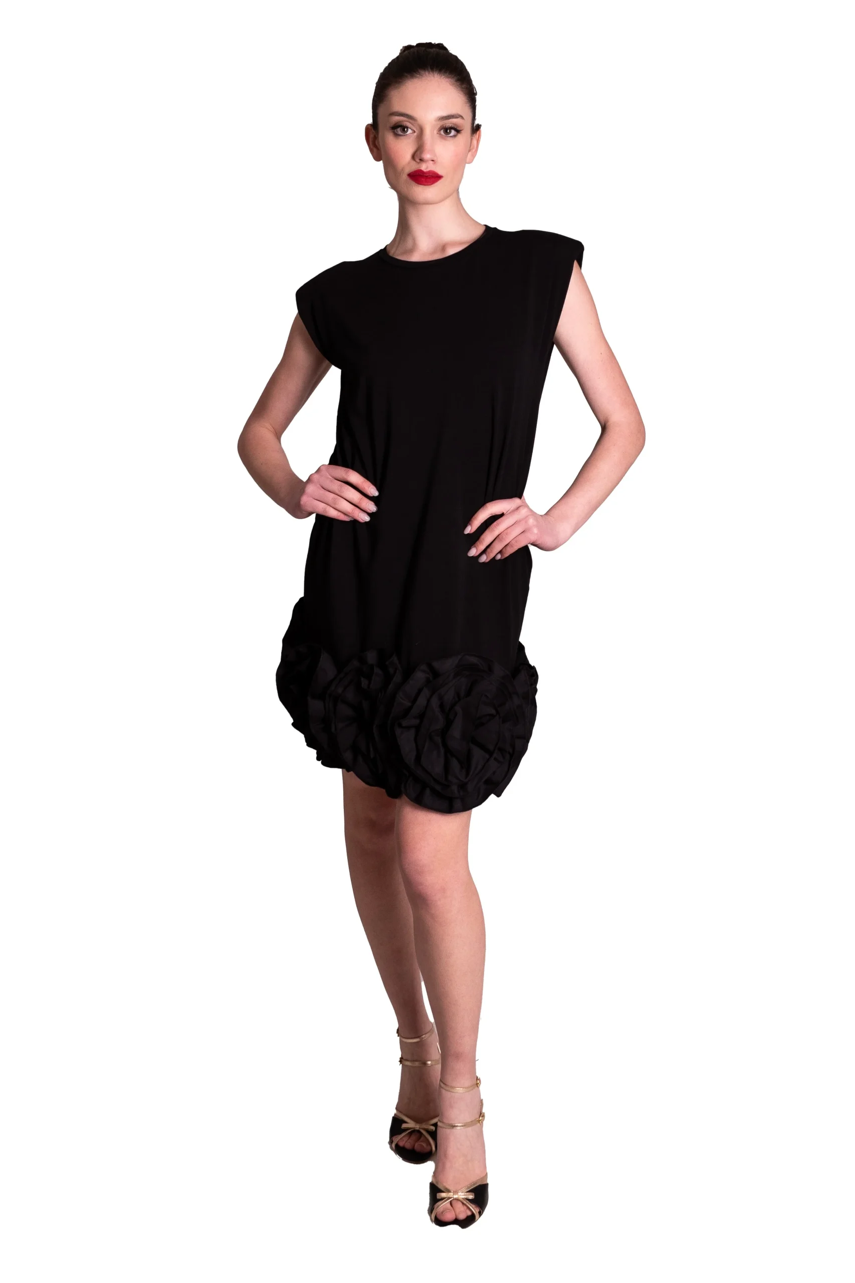 Mini abito in jersey dettaglio rouches fiori GINA GORGEOUS