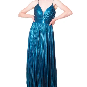 Abito Lungo Plissè In Tessuto Laminato ENVIER