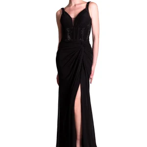 Abito Lungo steccato con drappeggi e punti luce META 4