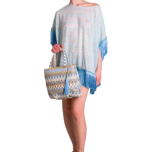 Caftano corto in filo con frange PHO