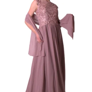 Abito lungo con corpino in tulle ricamato ENVIER'