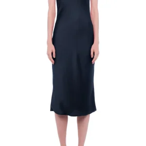 Abito Midi In Satin nero Con Collo Ad Anello NORMA KAMALI