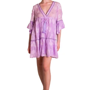 Caftano svasato in tessuto ricamato PHO