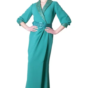 Abito lungo con collo smoking MANUEL GARCIA