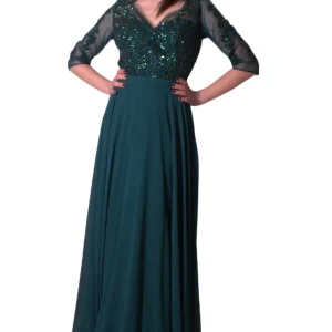 Abito Lungo In Georgette Con Corpino Ricamato ENVIER