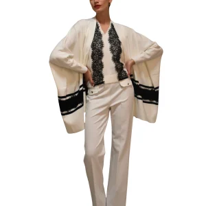 Cardigan in maglia asimmetrico Dettaglio pizzo LAFTY LIE