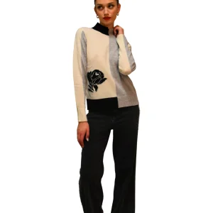 Maglia misto cashmere ricamo fiore LAFTY LIE