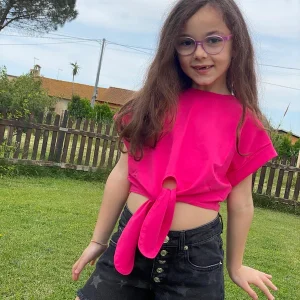 Tshirt corta in cotone Bambina annodare davanti Vicolo Girl Anni 10
