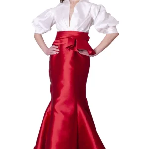 Abito lungo a sirena con blusa a contrasto MANUEL GARCIA