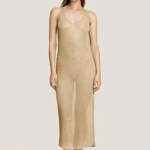 Vestito Lungo Donna 4Giveness in Lurex Sabbia 5216