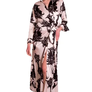 Abito lungo di raso stampato ANTONELLA BRAVI