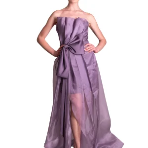 Abito lungo in organza dettaglio fiocco META 4