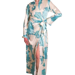 Abito lungo di raso stampato ANTONELLA BRAVI