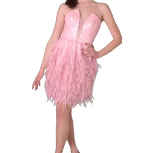 Abito bustier con piume MARIA VITTORIA VINCI