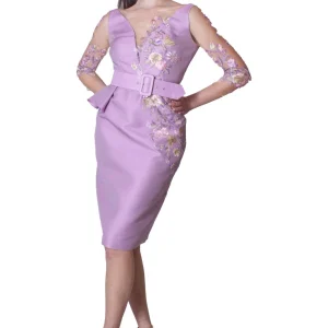 Abito in mikado piquet con tulle ricamato MANUEL GARCIA