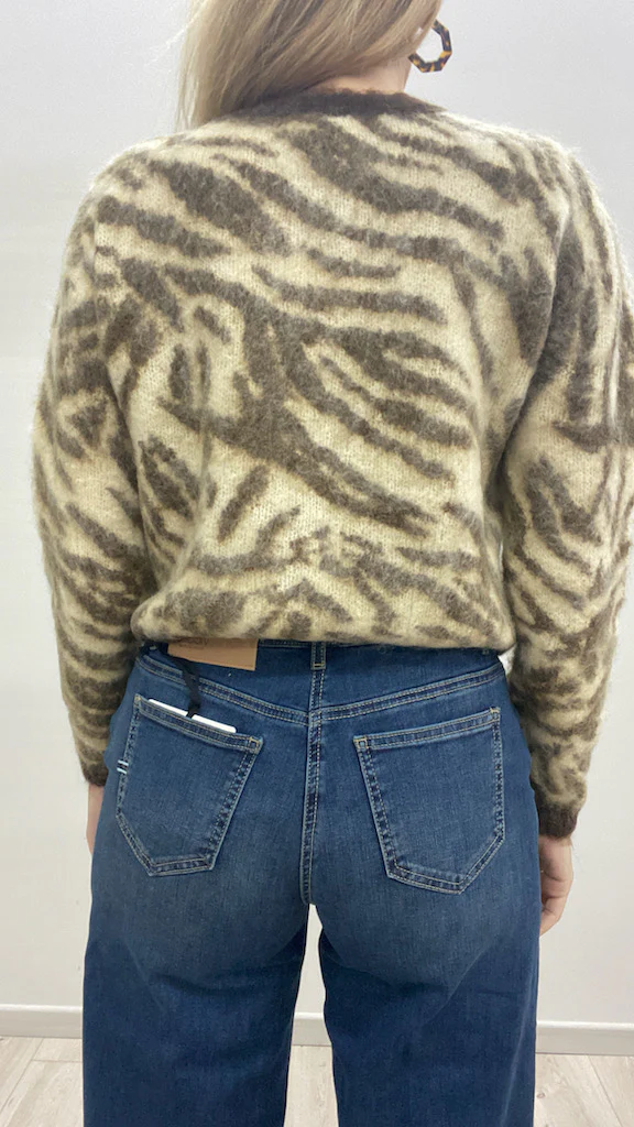 Cardigan Vicolo Fantasia Animalier con Bottone Gioiello - immagine 4