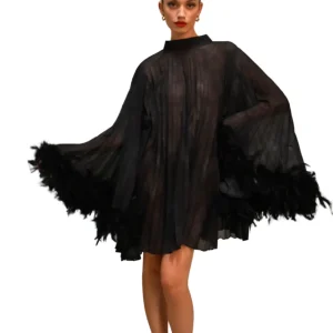 Miniabito plissè con piume ODI ET AMO