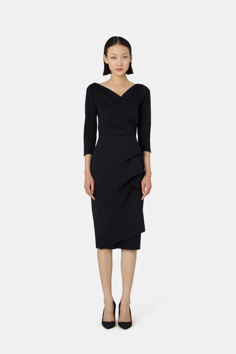 Abito Florien in jersey di lana stretch con arricciatura laterale CHIARA BONI - immagine 3