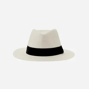Sombrero in Cartapaglia Bianca Regolabile con Nastro Nero – Cappello Estivo Unisex