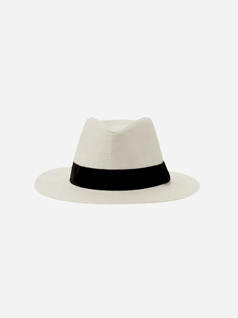 Sombrero in Cartapaglia Bianca Regolabile con Nastro Nero – Cappello Estivo Unisex