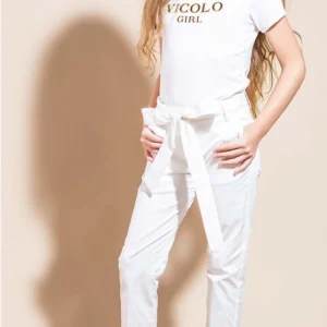 Pantalone Bianco Bambina Vicolo con fiocco ANNI 10 e 14