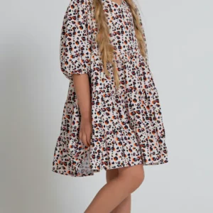 Vestito Bambina Vicolo Girl con balze Fantasia animalier Anni 6 e 8