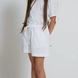 Tshirt in cotone per bambina Vicolo Girl maniche a palloncino in Pizzo San Gallo Anni 8 e 10