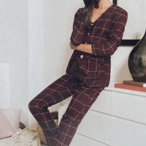 Pigiama donna aperto davanti invernale Jadea 5130