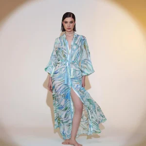 Abito lungo stampato con abbottonatura PHO