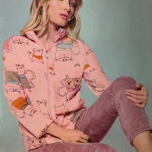 Pigiama donna pile aperto davanti Infiore 652001