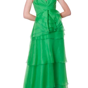 Abito lungo a balze in organza RHEA COSTA