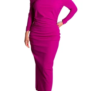 Abito Yu midi in jersey stretch con arricciatura laterale CHIARA BONI