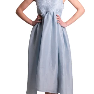 Abito Lungo Svasato Con pettorina In Pizzo MAURIZIO