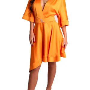 Abito di raso con orlo asimmetrico GENNY