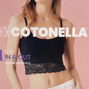 Top cotone con pizzo e spalline sottili Cotonella GD192