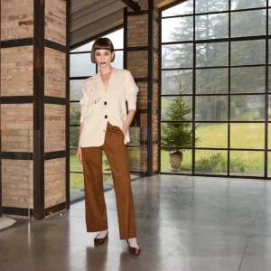 Cardigan in lana dettaglio intarsio CALATURA