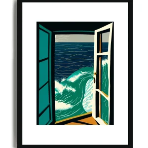 Finestra Sul Mare Illustrazione - Poster con cornice