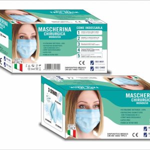 Mascherine Chirurgiche 3 Strati made in Italy 50 Pz