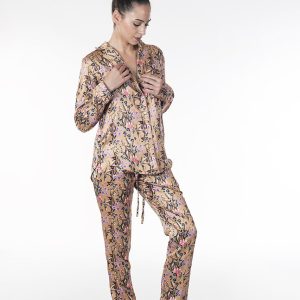 Pigiama Verdissima in raso aperto davanti 48.AA51