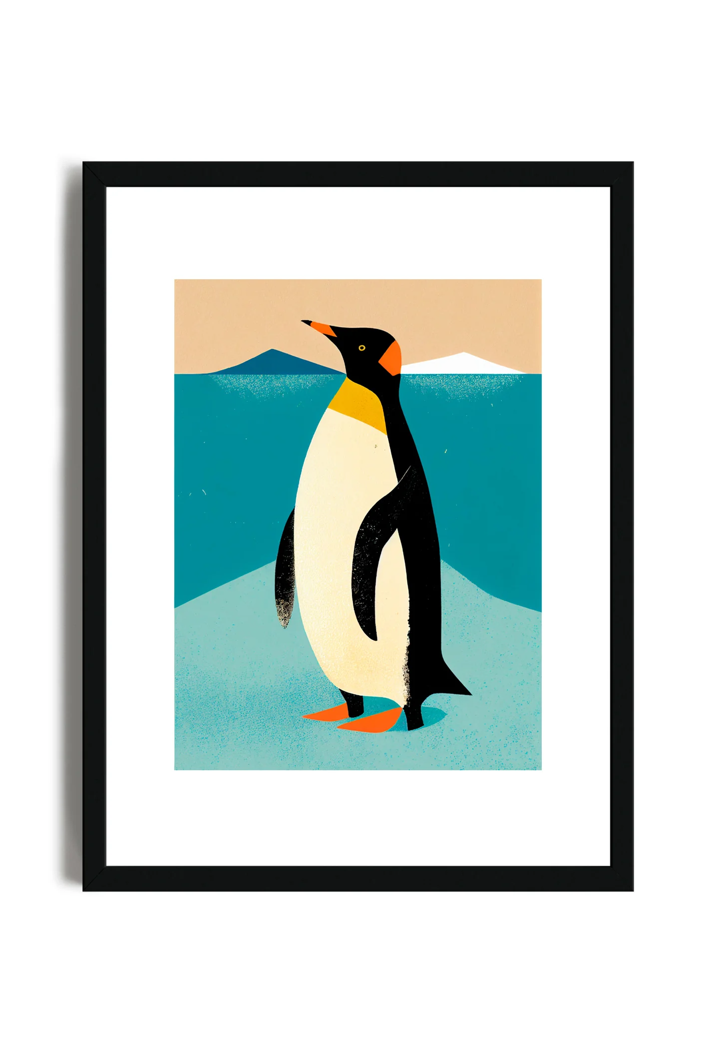 Pinguino Illustrazione - Poster con cornice